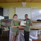 Amy Heemsoth, the Foundation's Director of Education, and William Knibb High School Biology teacher Fulvia Nugent, conduct a short JAMIN award ceremony for the students.