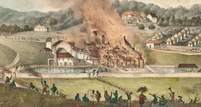 Picture of the burning of Roehampton Estate during the Baptist War Picture of the burning of Roehampton Estate during the Baptist War