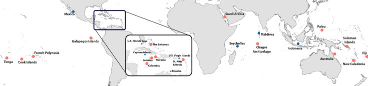 Location of all sites visited on the Global Reef Expedition